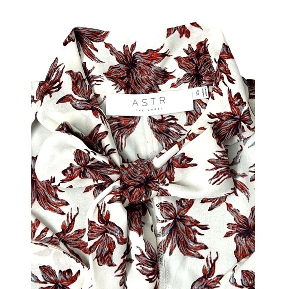 Astr The Label Long Sleeve Bow Neck Sheer Floral Top - Size XS - Picture 10 of 14